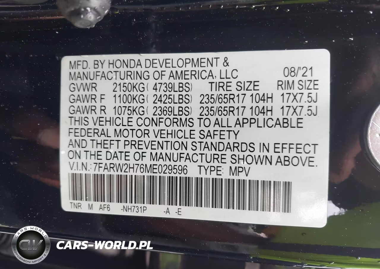 2021 Honda Cr-V Awd Special Edition VIN:7FARW2H76ME029596 - 9