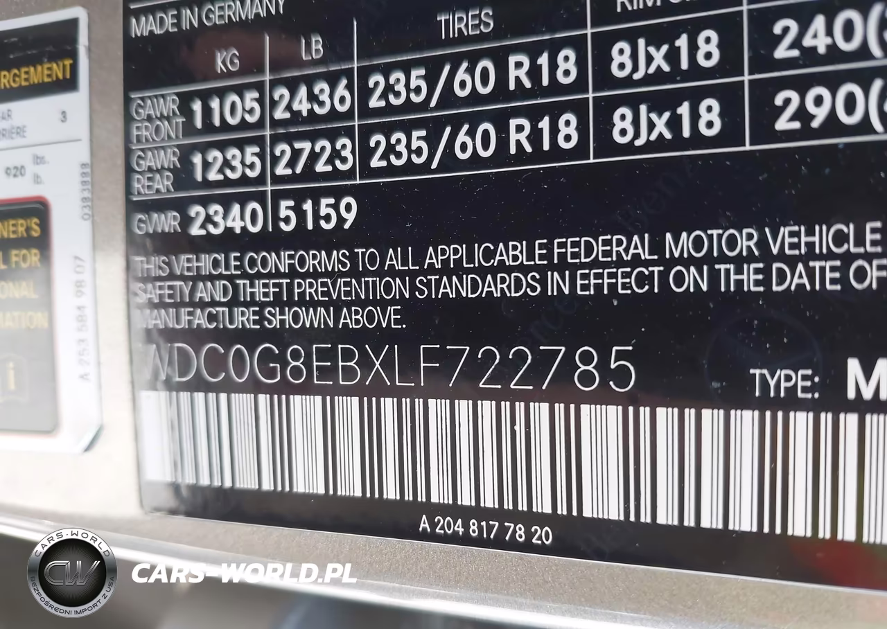 2020 Mercedes-Benz Glc 300 4Matic VIN:WDC0G8EBXLF722785 - 9