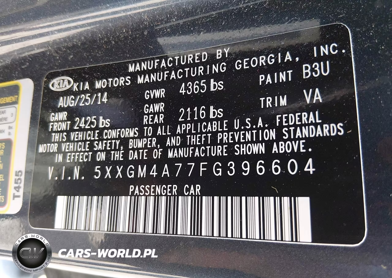 2015 Kia Optima Lx VIN:5XXGM4A77FG396604 - 9