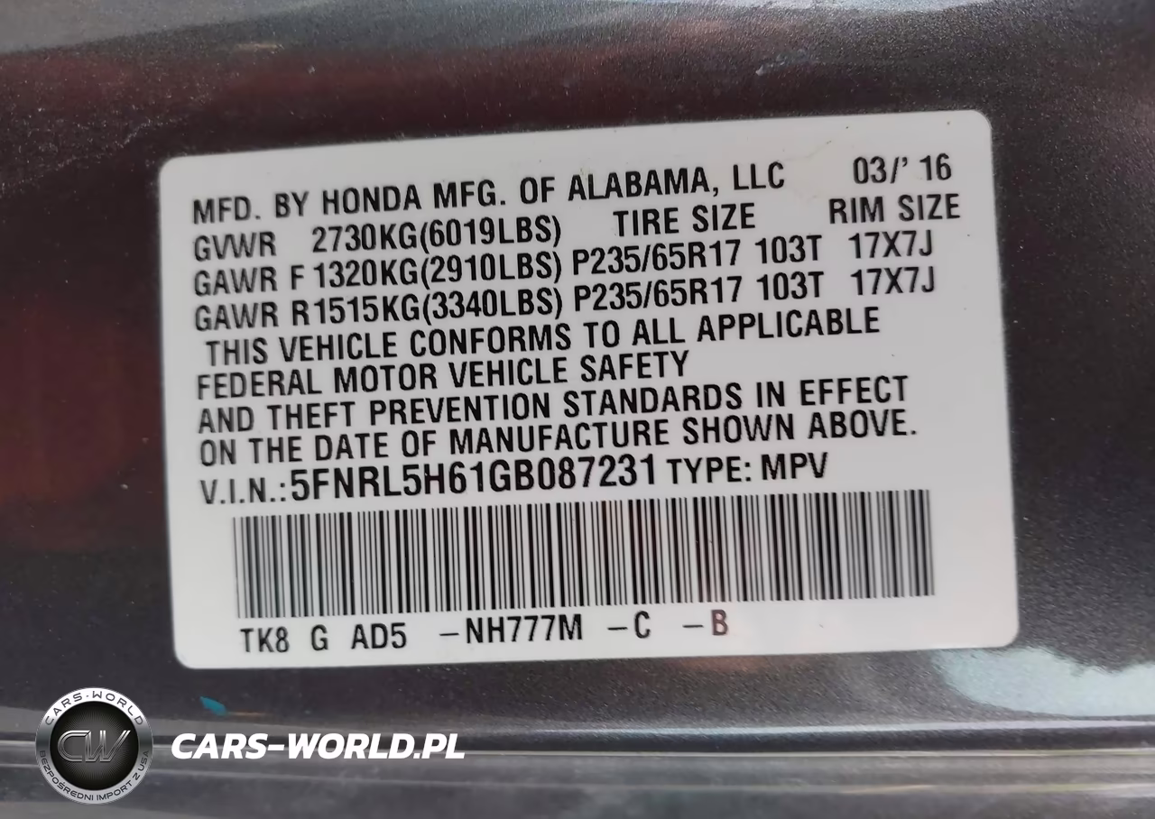 2016 Honda Odyssey Ex-L VIN:5FNRL5H61GB087231 - 9