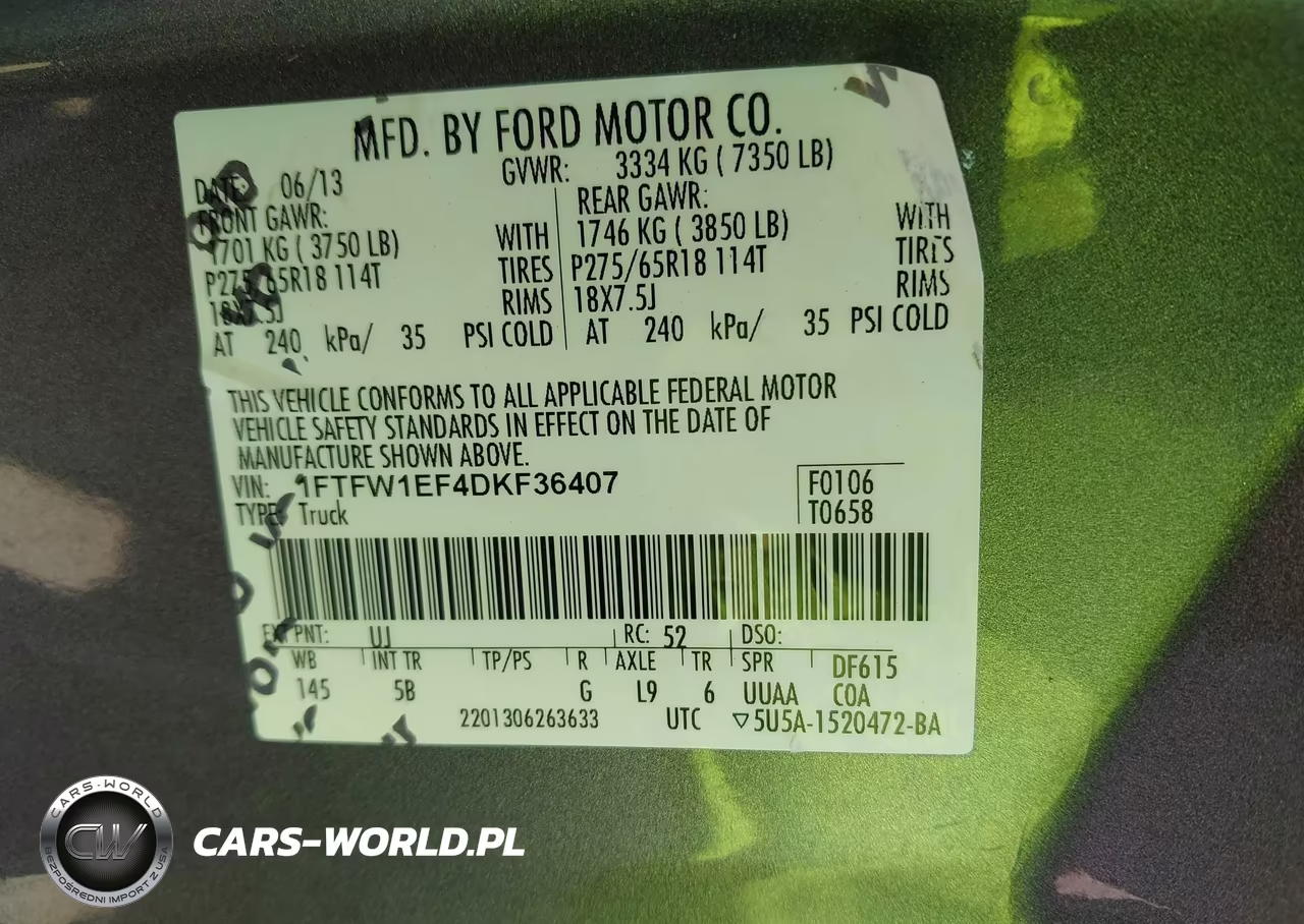 2013 Ford F-150 Fx4 VIN:1FTFW1EF4DKF36407 - 9