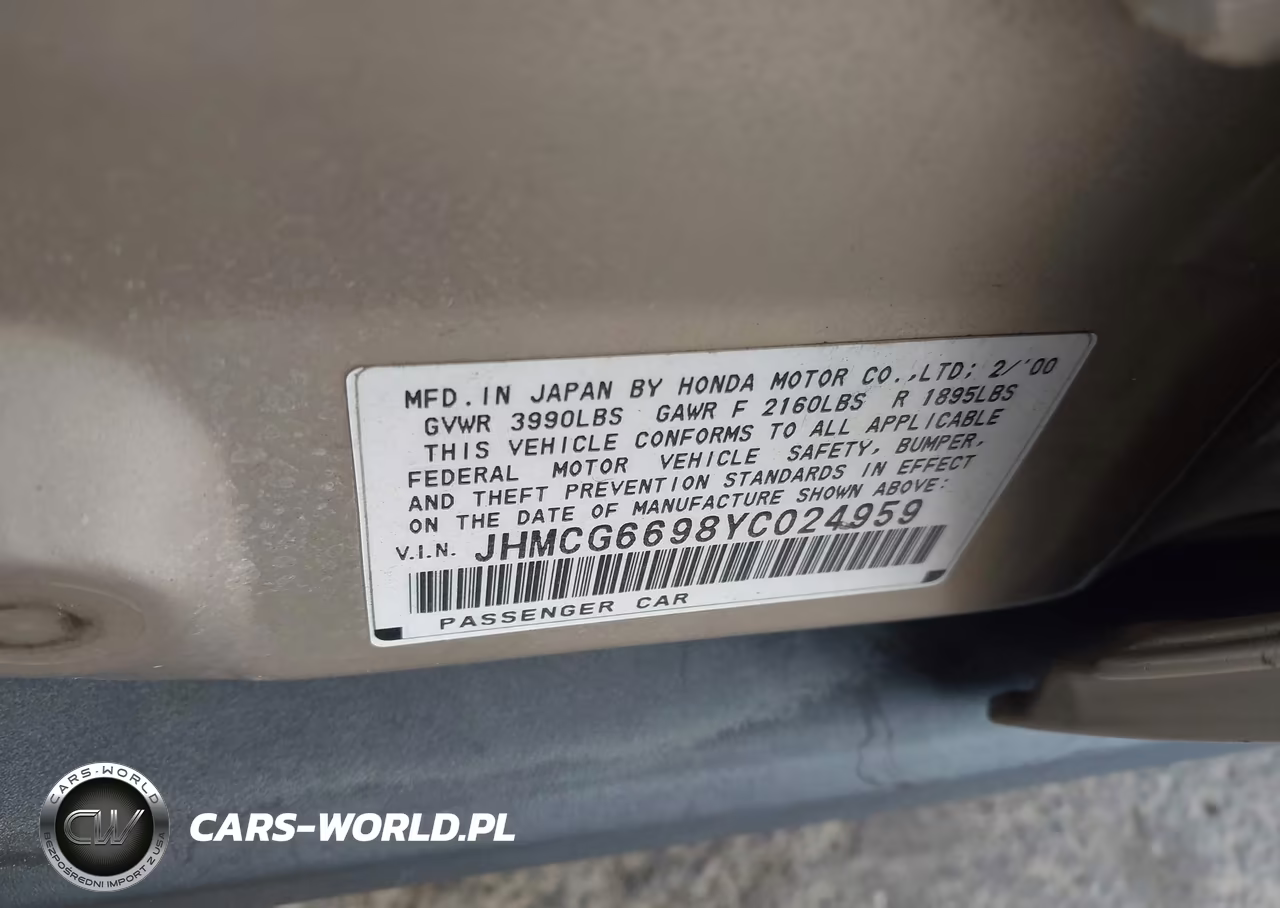 2000 Honda Accord 2.3 Se VIN:JHMCG6698YC024959 - 9