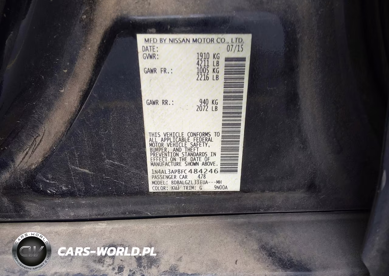2015 Nissan Altima 2.5 S VIN:1N4AL3AP8FC484246 - 9