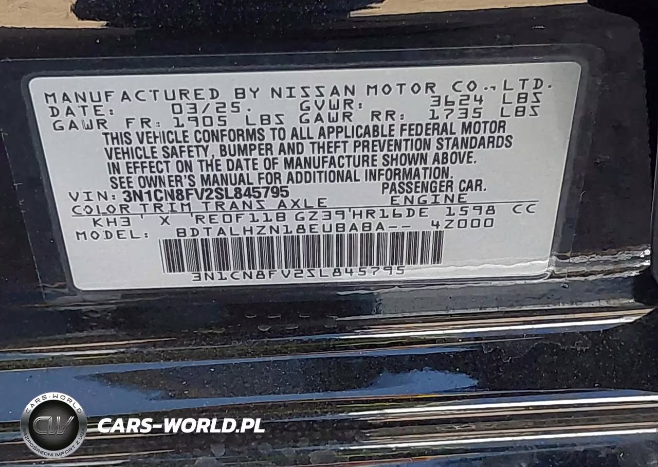 2025 Nissan Versa 1.6 Sr VIN:3N1CN8FV2SL845795 - 9