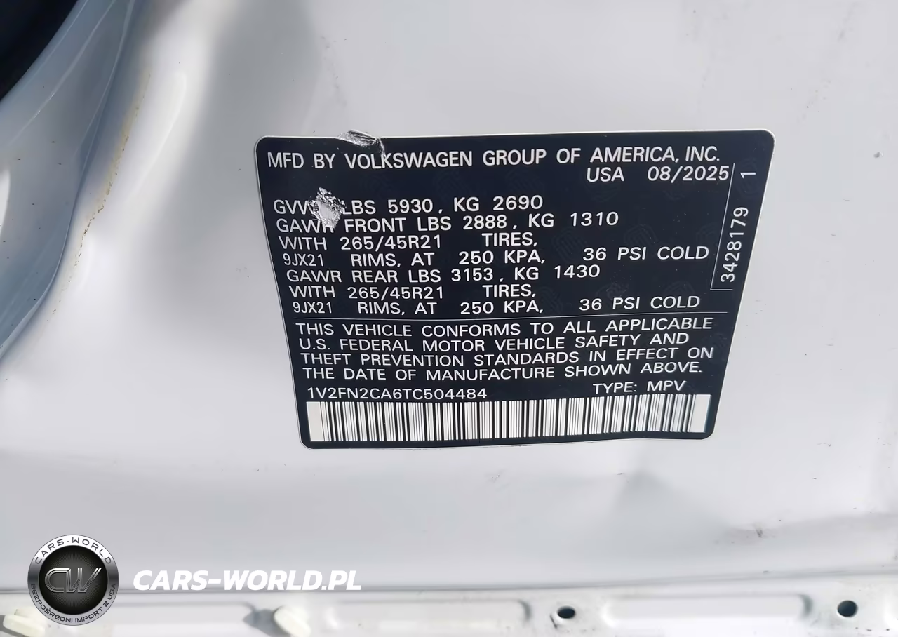 2026 Volkswagen Atlas Sel Premium R-Line VIN:1V2FN2CA6TC504484 - 9