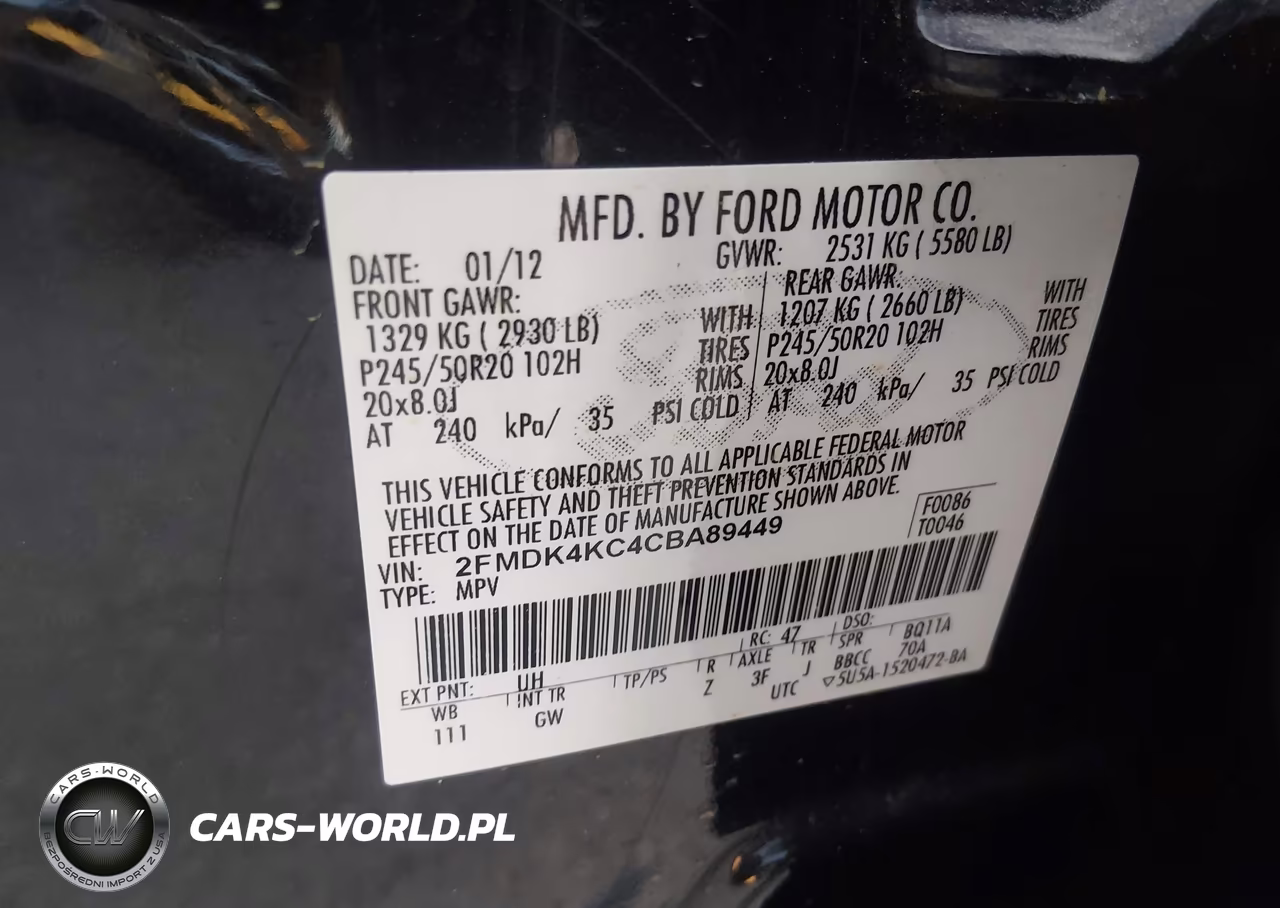 2012 Ford Edge Limited VIN:2FMDK4KC4CBA89449 - 9