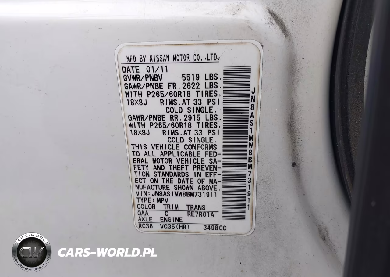 2011 Infiniti Fx35 VIN:JN8AS1MW8BM731911 - 9
