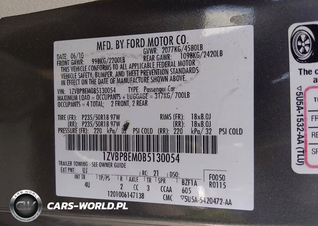 2011 Ford Mustang V6 Premium VIN:1ZVBP8EM0B5130054 - 9