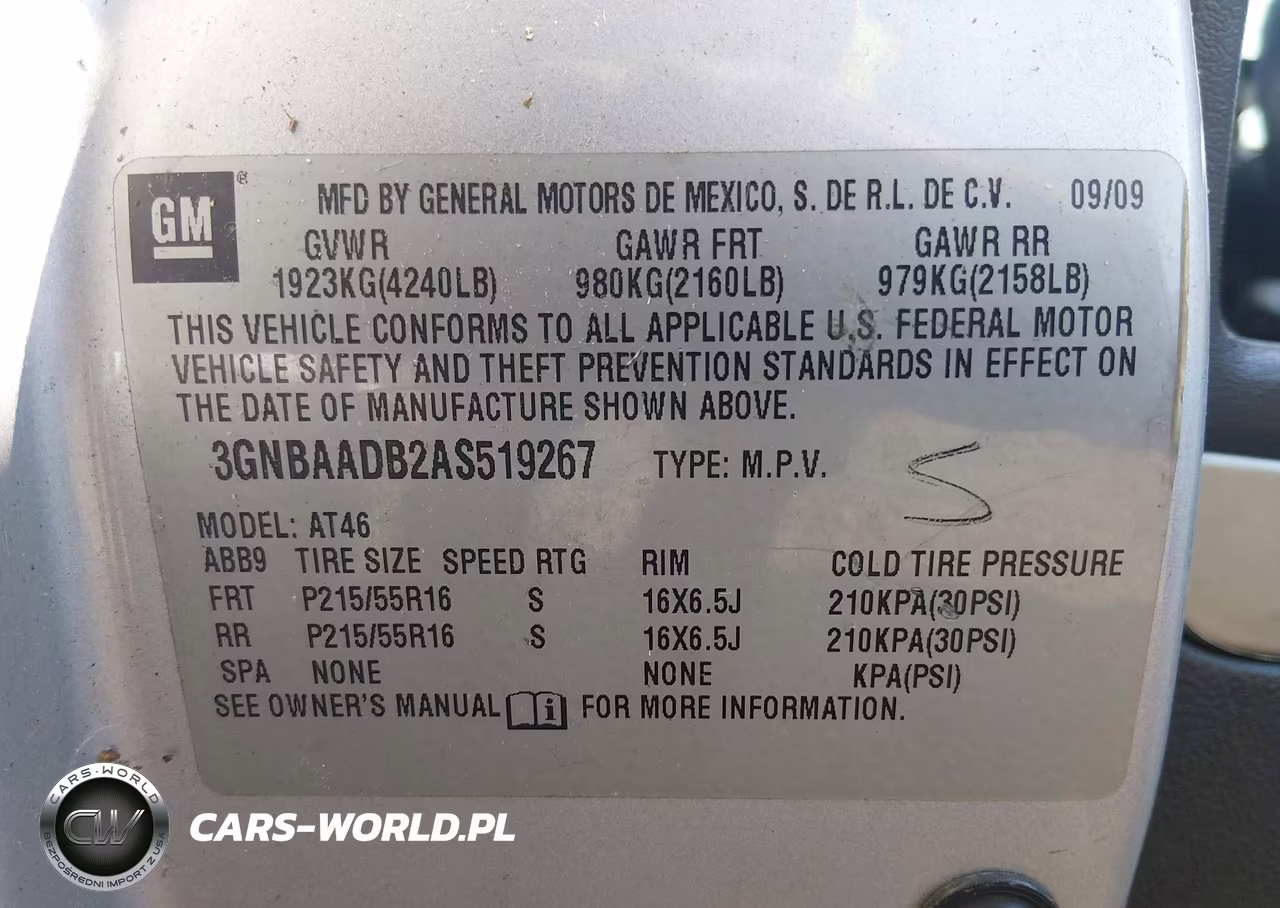 2010 Chevrolet Hhr Ls VIN:3GNBAADB2AS519267 - 9