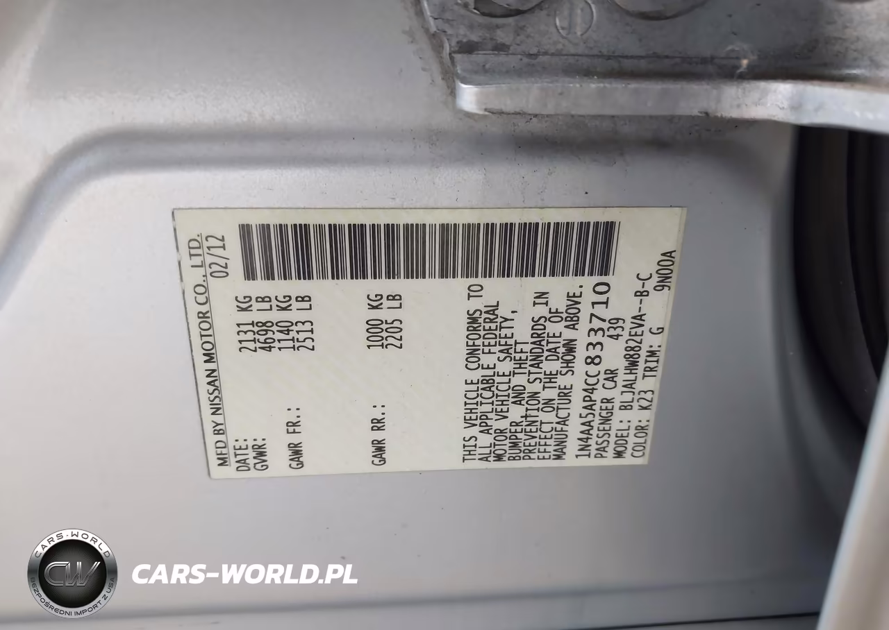 2012 Nissan Maxima 3.5 Sv VIN:1N4AA5AP4CC833710 - 9