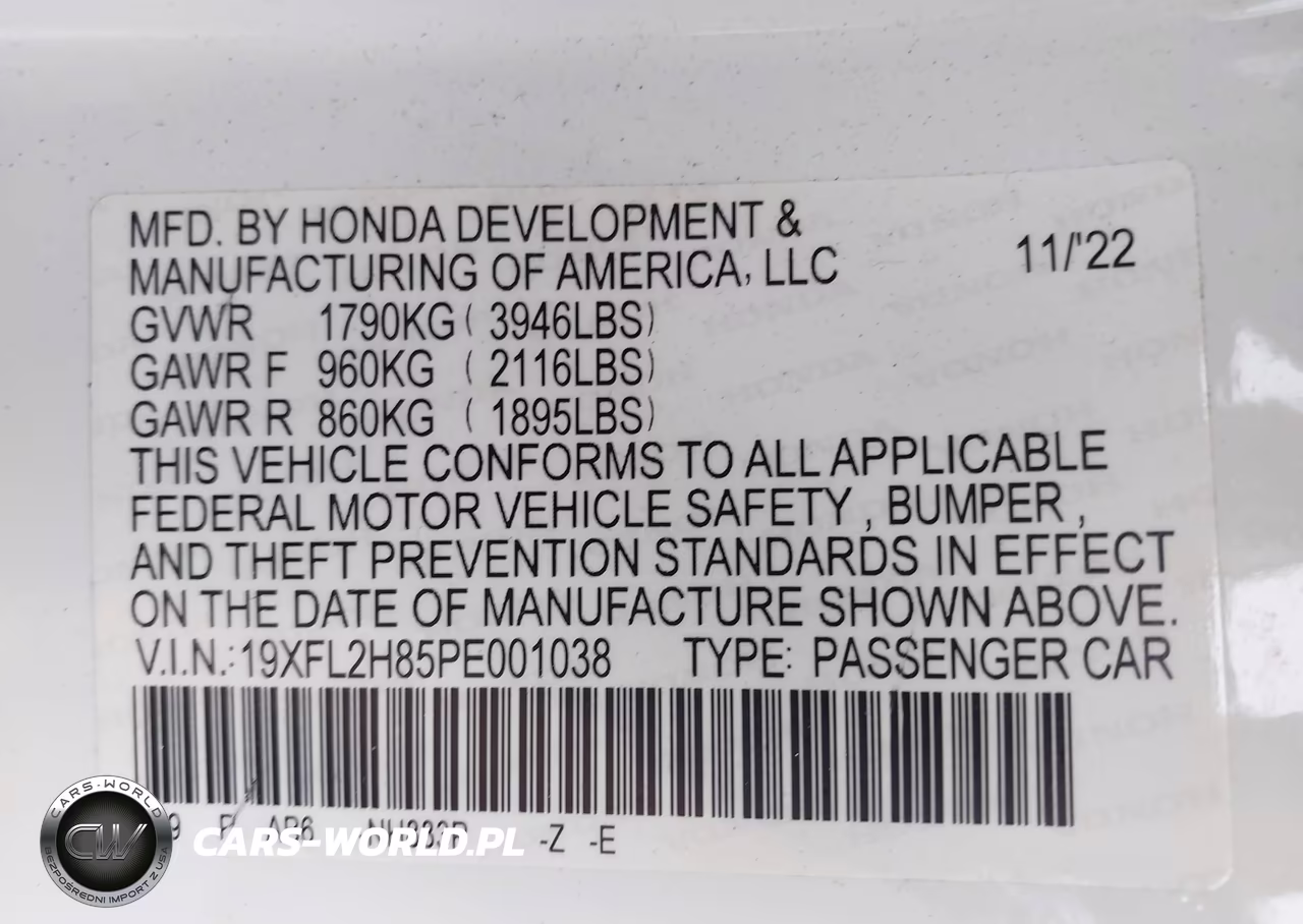 2023 Honda Civic Sport VIN:19XFL2H85PE001038 - 9