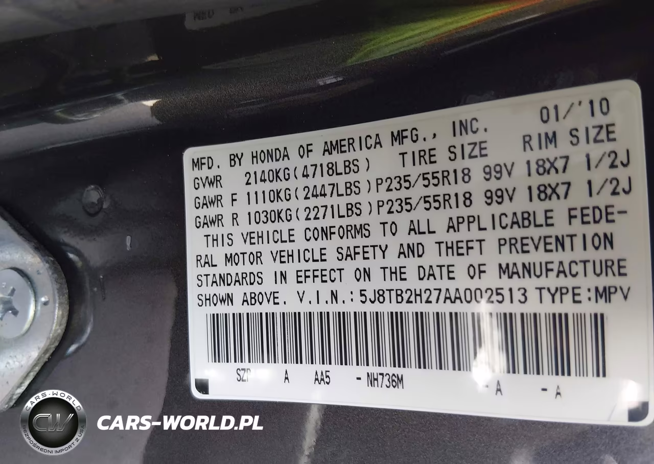 2010 Acura Rdx VIN:5J8TB2H27AA002513 - 9