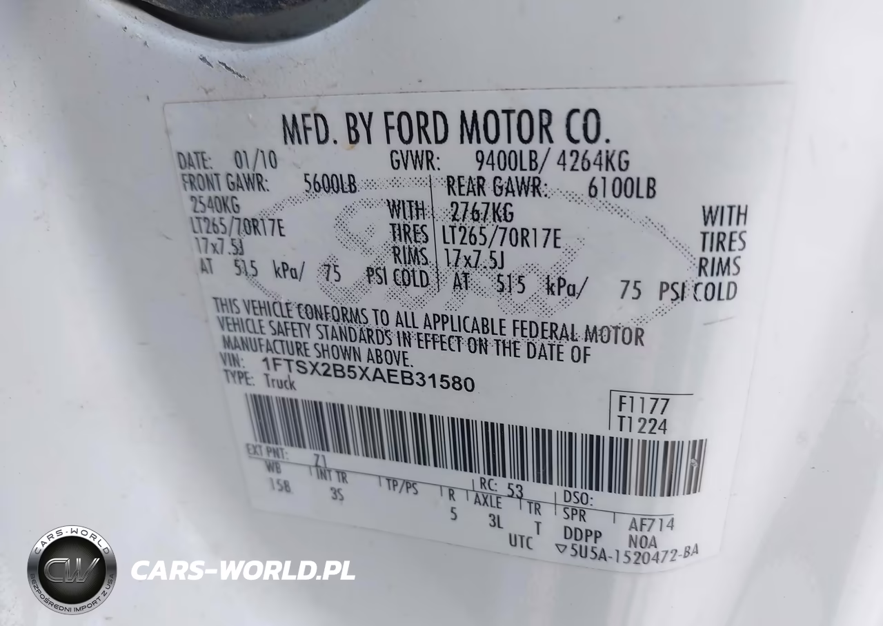 2010 Ford F-250 VIN:1FTSX2B5XAEB31580 - 9