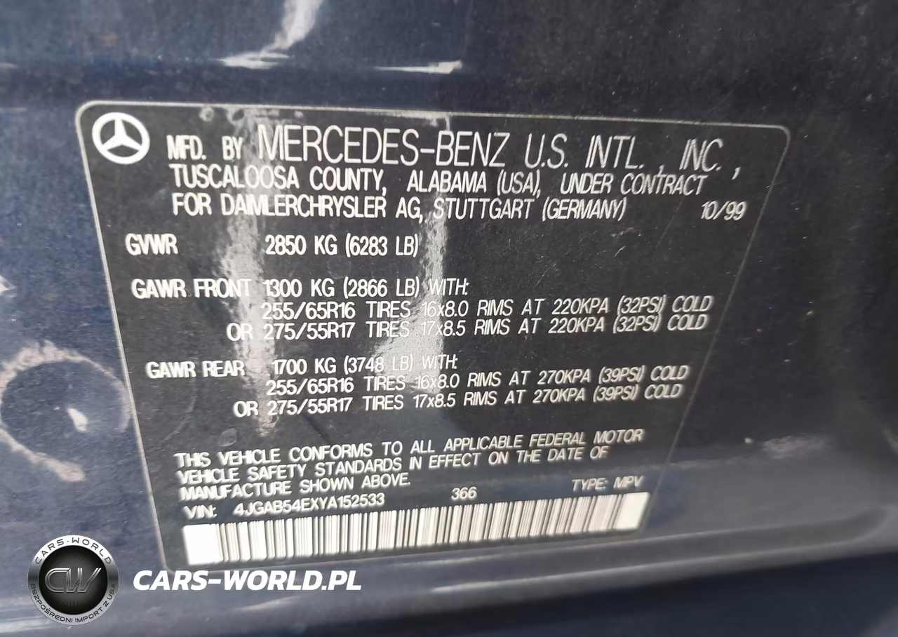 2000 Mercedes-Benz Ml 320 VIN:4JGAB54EXYA152533 - 9