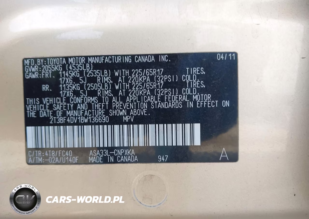 2011 Toyota Rav4 VIN:2T3BF4DV1BW136690 - 9