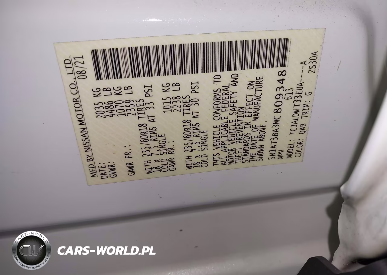 2021 Nissan Rogue Sv Fwd VIN:5N1AT3BA3MC809348 - 9