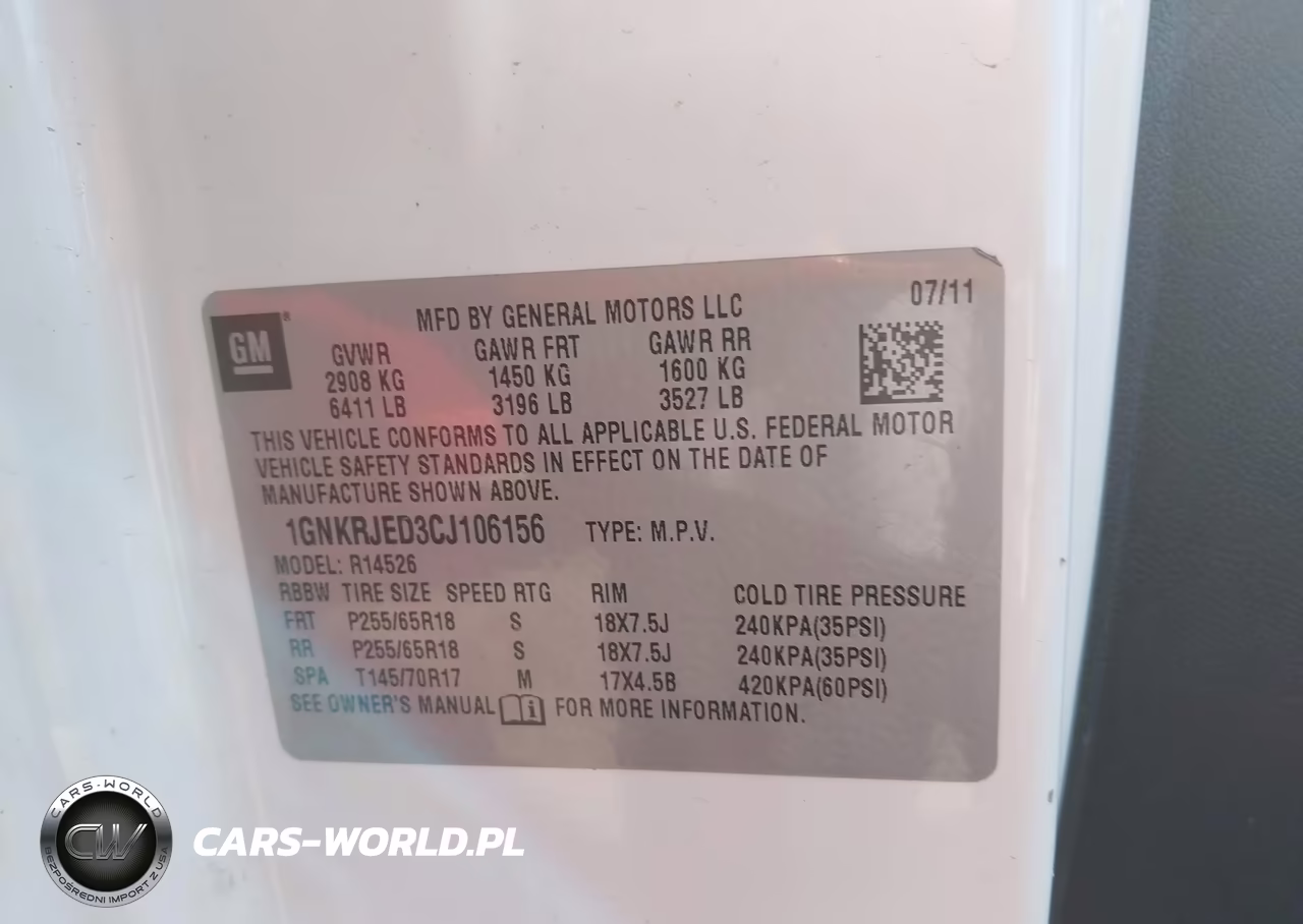 2012 Chevrolet Traverse 2Lt VIN:1GNKRJED3CJ106156 - 9