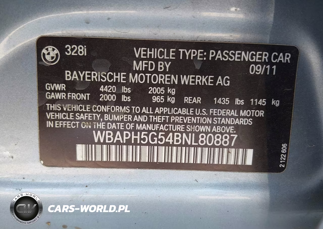 2011 BMW 328I VIN:WBAPH5G54BNL80887 - 9