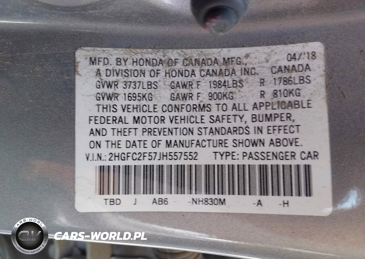 2018 Honda Civic Lx VIN:2HGFC2F57JH557552 - 9