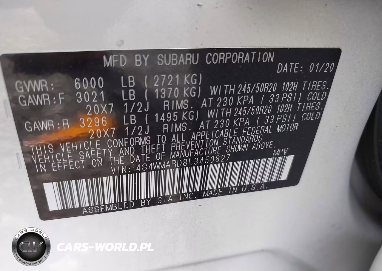 2020 Subaru Ascent Touring VIN:4S4WMARD8L3450827 - 9