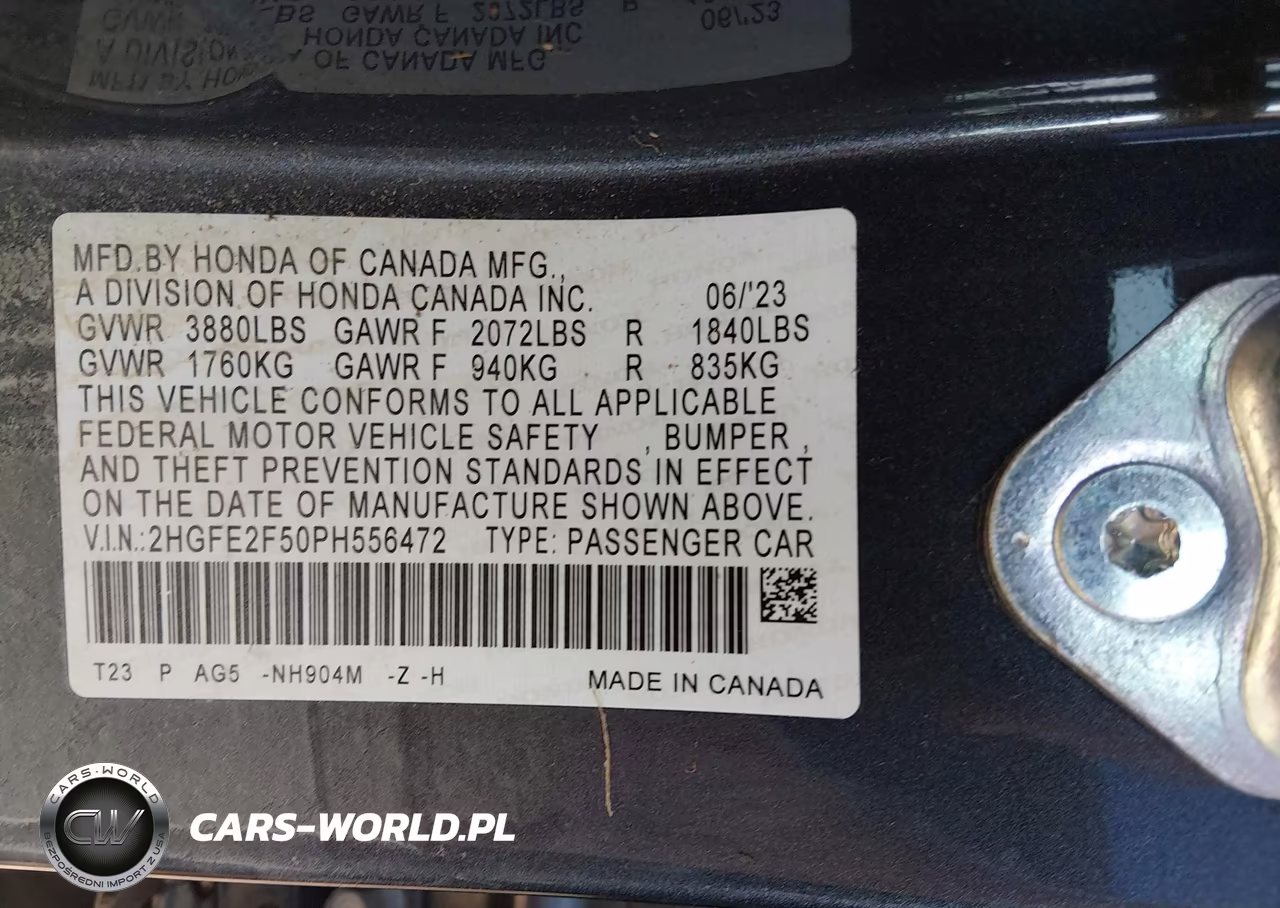 2023 Honda Civic Sport VIN:2HGFE2F50PH556472 - 9