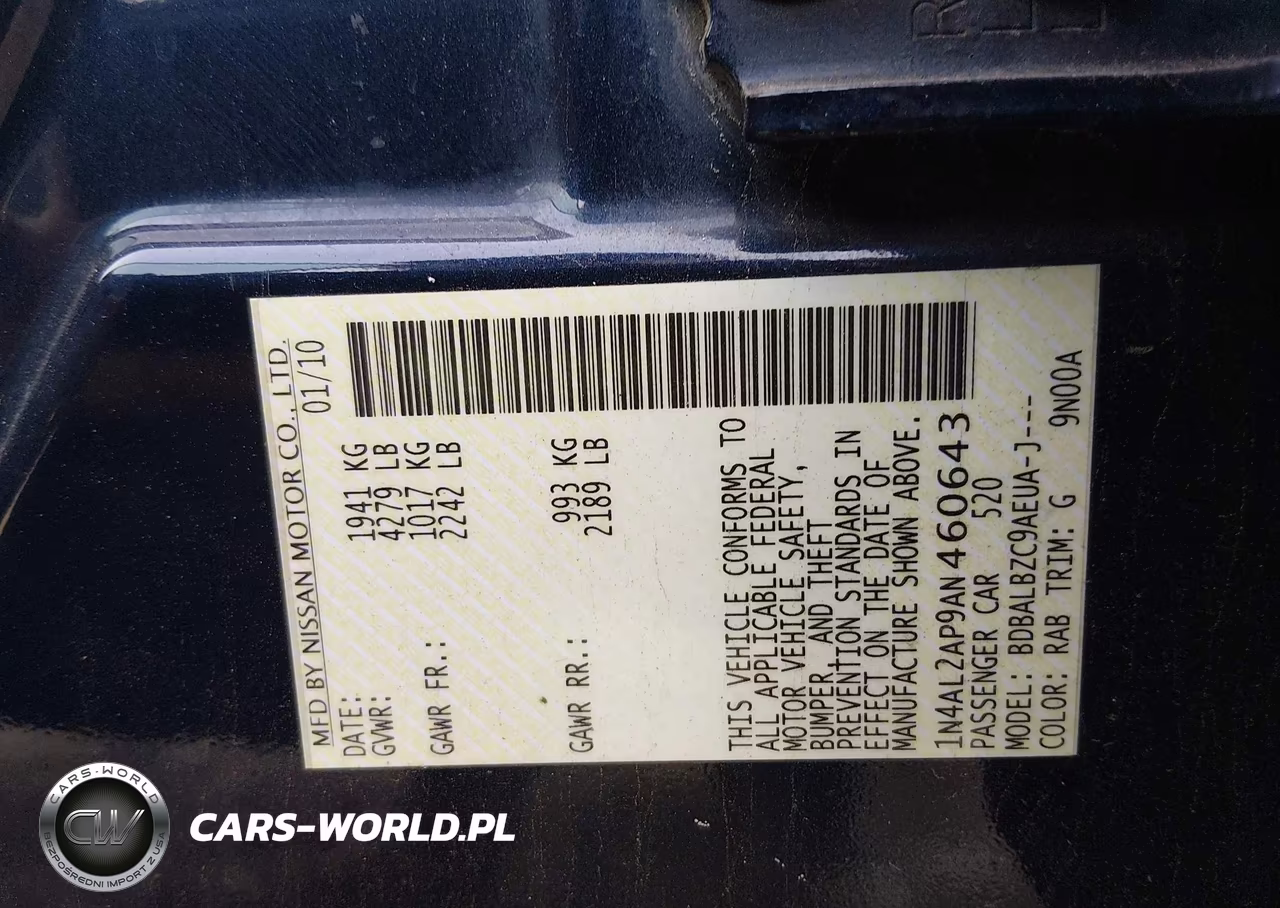 2010 Nissan Altima 2.5 S VIN:1N4AL2AP9AN460643 - 9