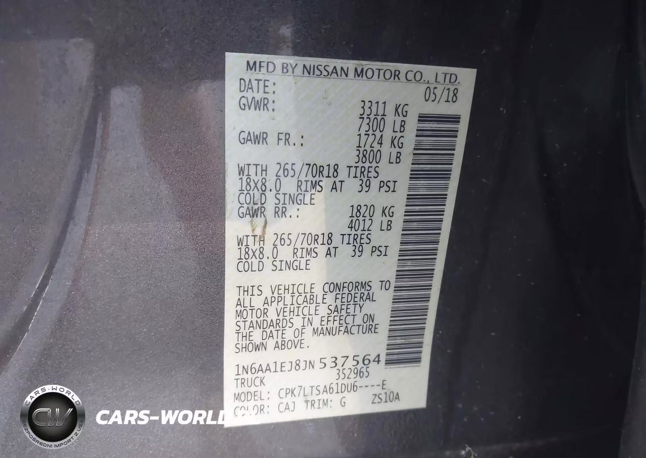 2018 Nissan Titan Sv VIN:1N6AA1EJ8JN537564 - 9