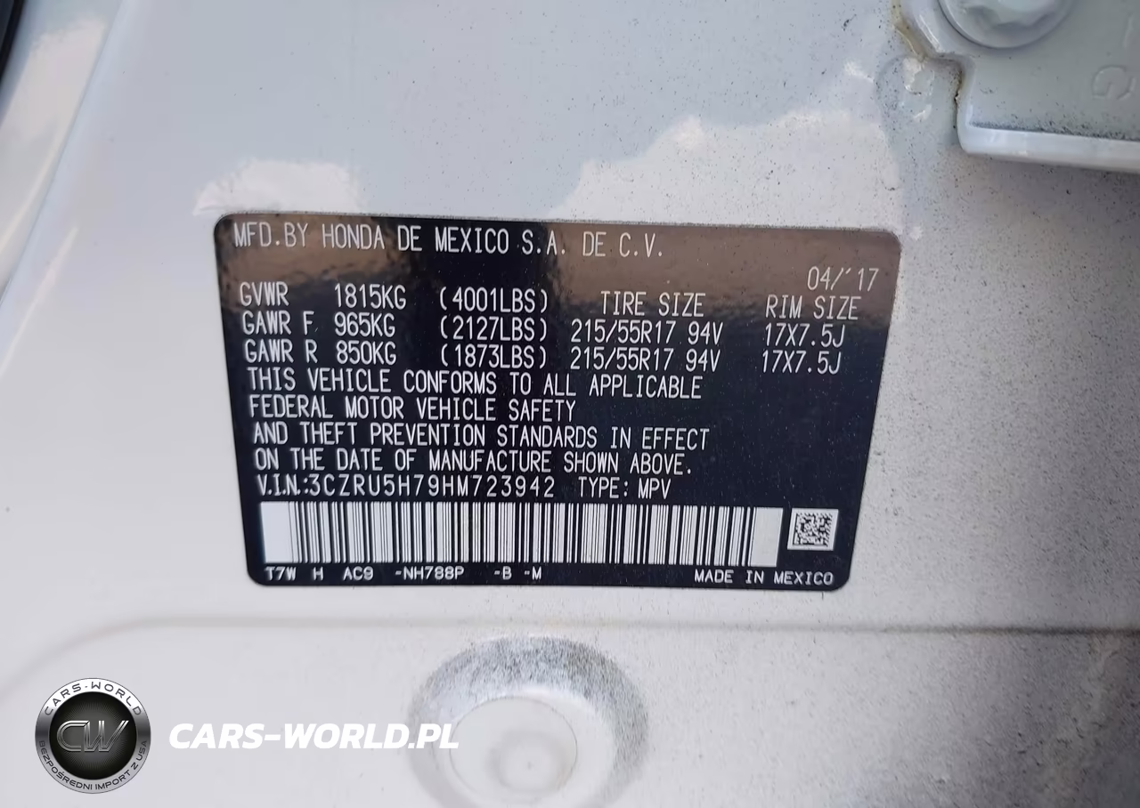 2017 Honda Hr-V Ex-L VIN:3CZRU5H79HM723942 - 9