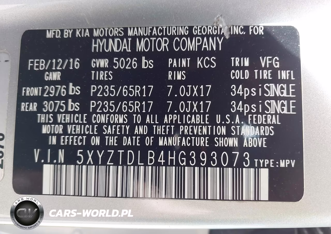 2017 Hyundai Santa Fe Sport 2.4L VIN:5XYZTDLB4HG393073 - 9