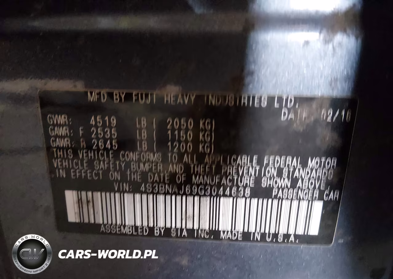 2016 Subaru Legacy 2.5I Limited VIN:4S3BNAJ69G3044638 - 9
