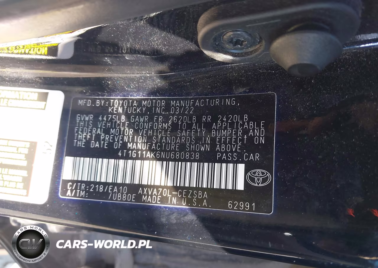 2022 Toyota Camry Se VIN:4T1G11AK6NU680838 - 9