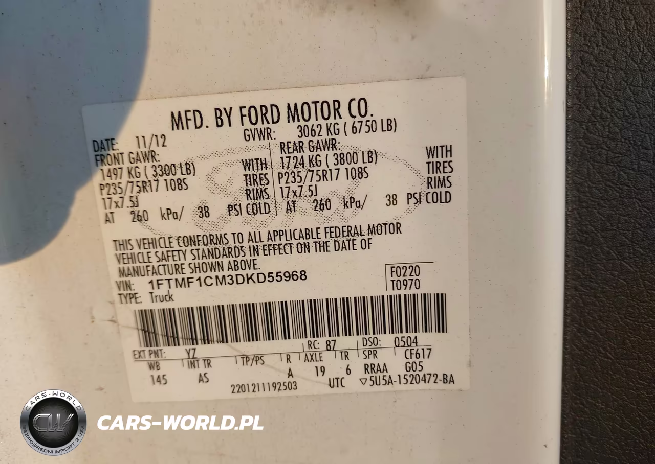 2013 Ford F-150 Xl VIN:1FTMF1CM3DKD55968 - 9
