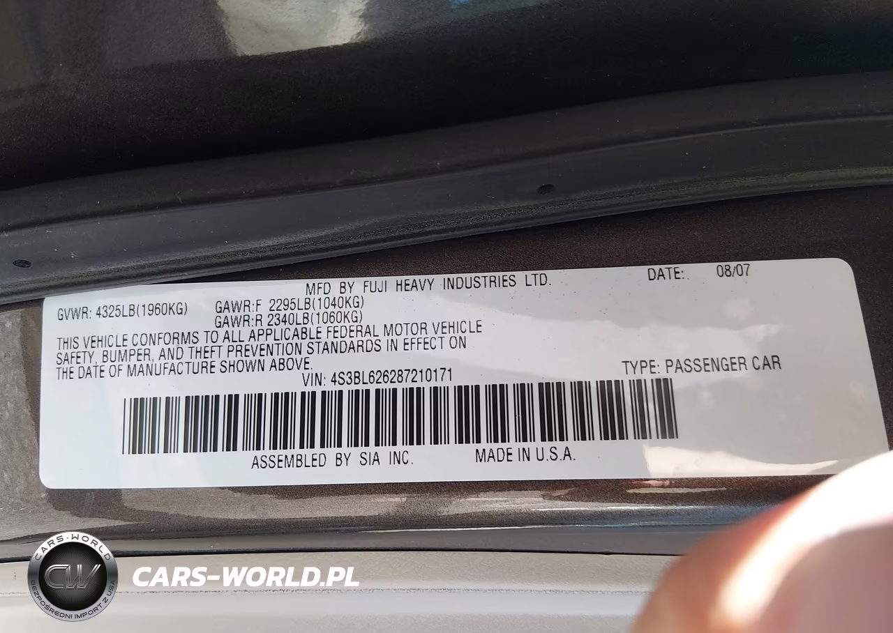 2008 Subaru Legacy 2.5I Limited VIN:4S3BL626287210171 - 9