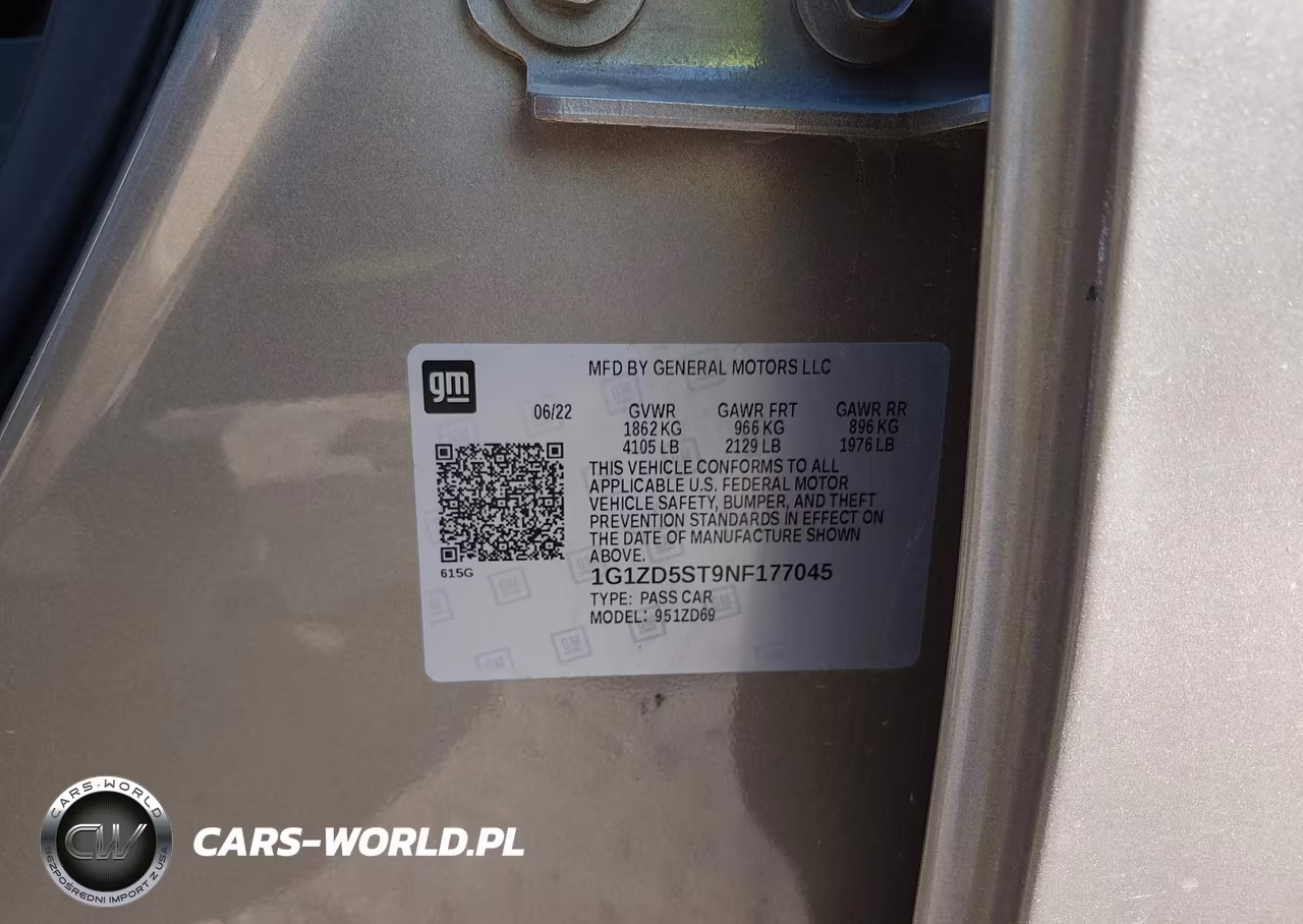 2022 Chevrolet Malibu Fwd Lt VIN:1G1ZD5ST9NF177045 - 9