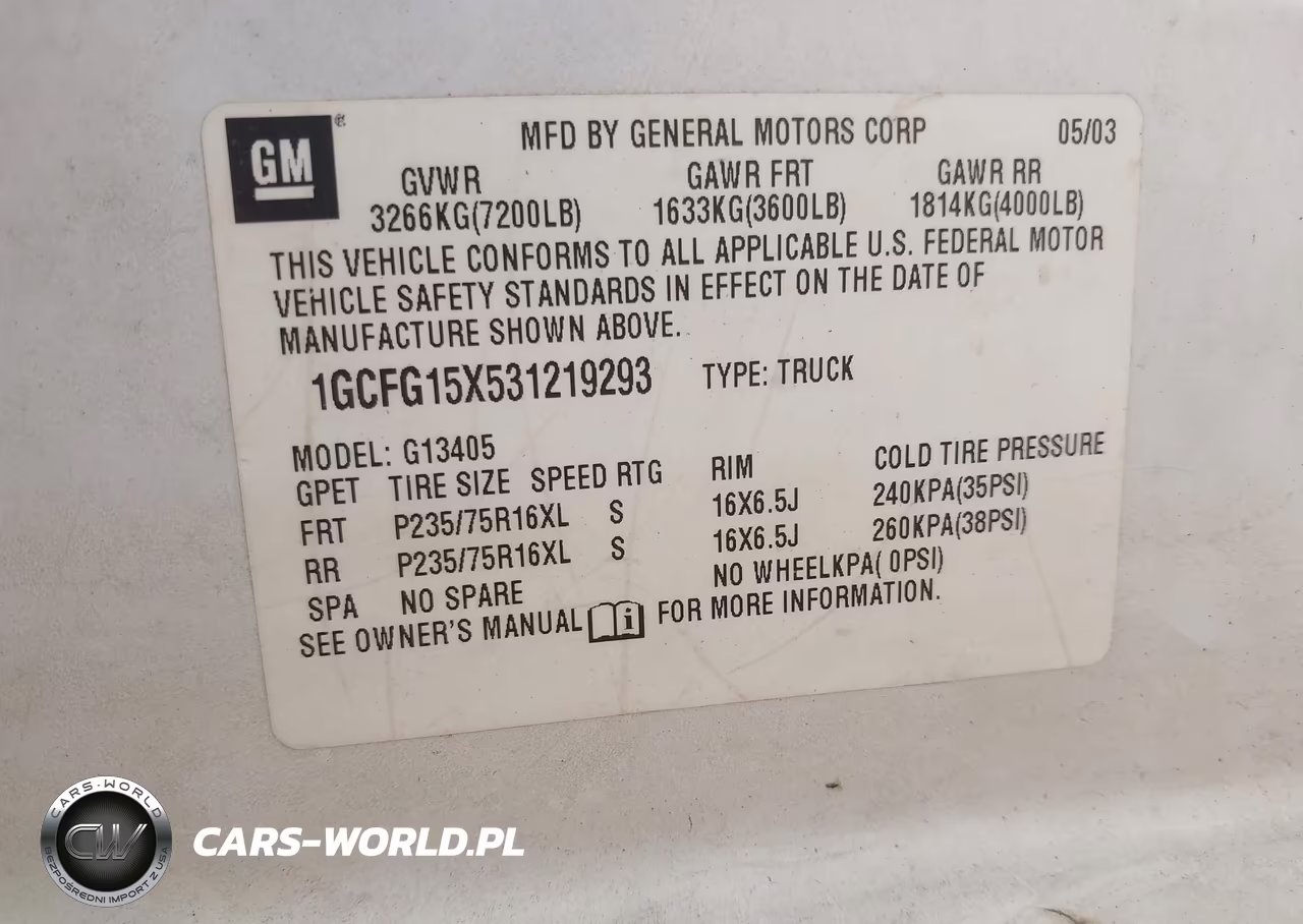 2003 Chevrolet Express VIN:1GCFG15X531219293 - 9