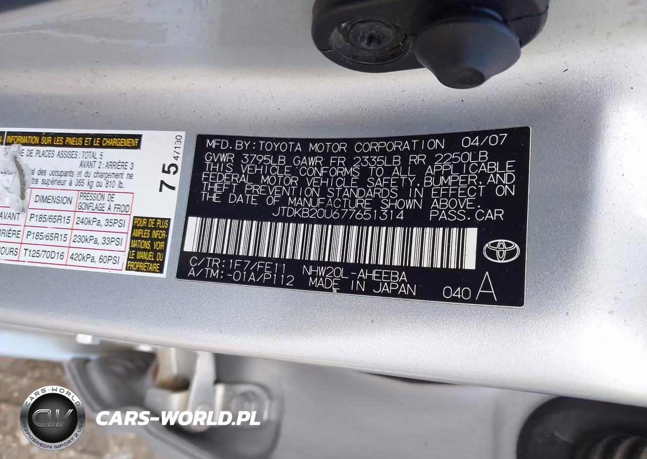 2007 Toyota Prius VIN:JTDKB20U677651314 - 9