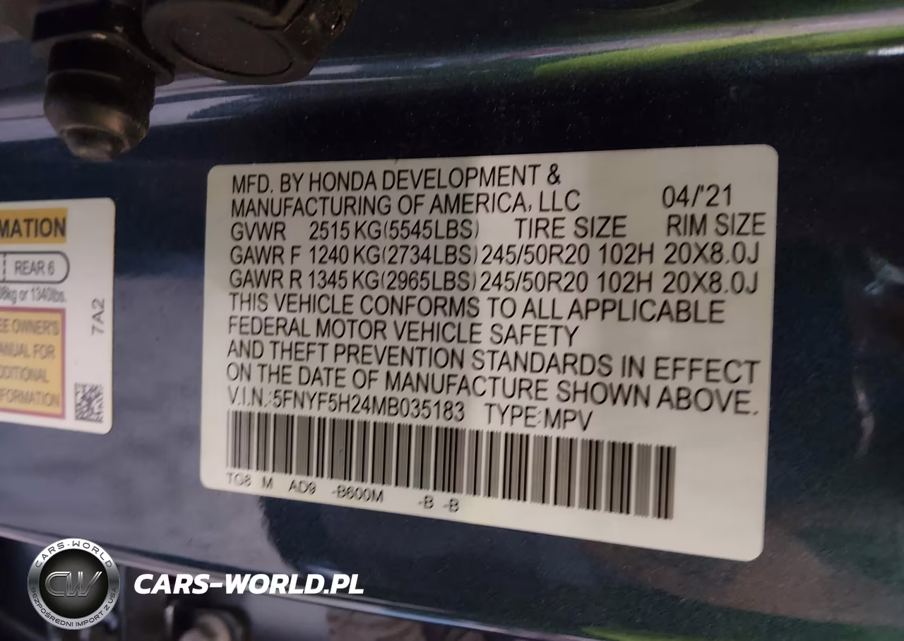 2021 Honda Pilot 2Wd Special Edition VIN:5FNYF5H24MB035183 - 9