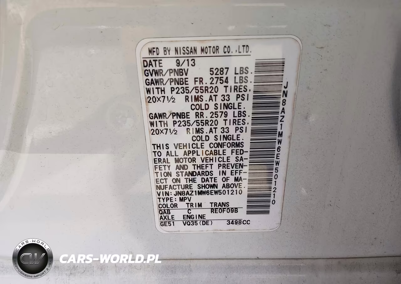 2014 Nissan Murano Le VIN:JN8AZ1MW6EW501210 - 9