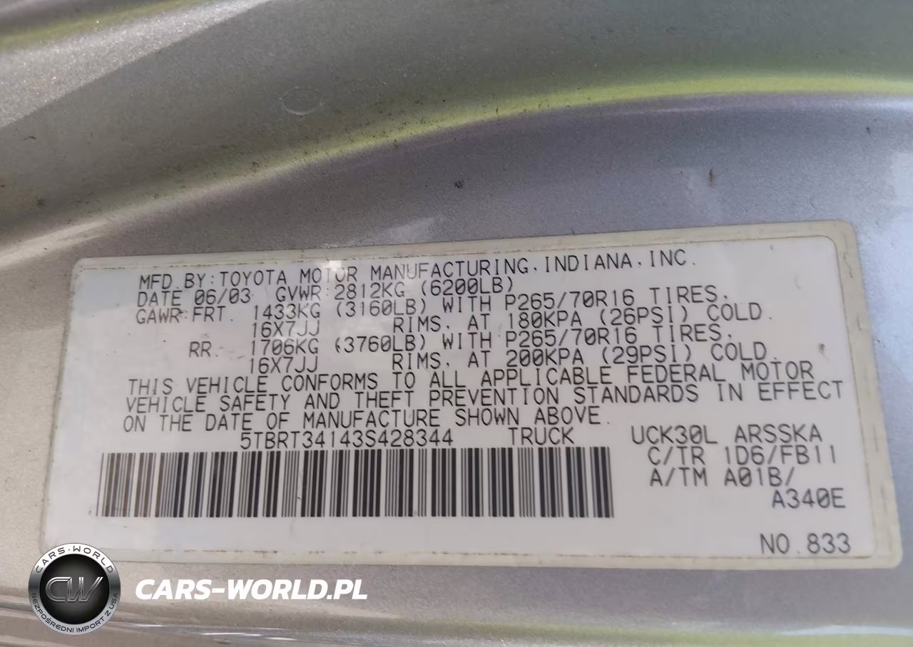 2003 Toyota Tundra Sr5 V8 VIN:5TBRT34143S428344 - 9