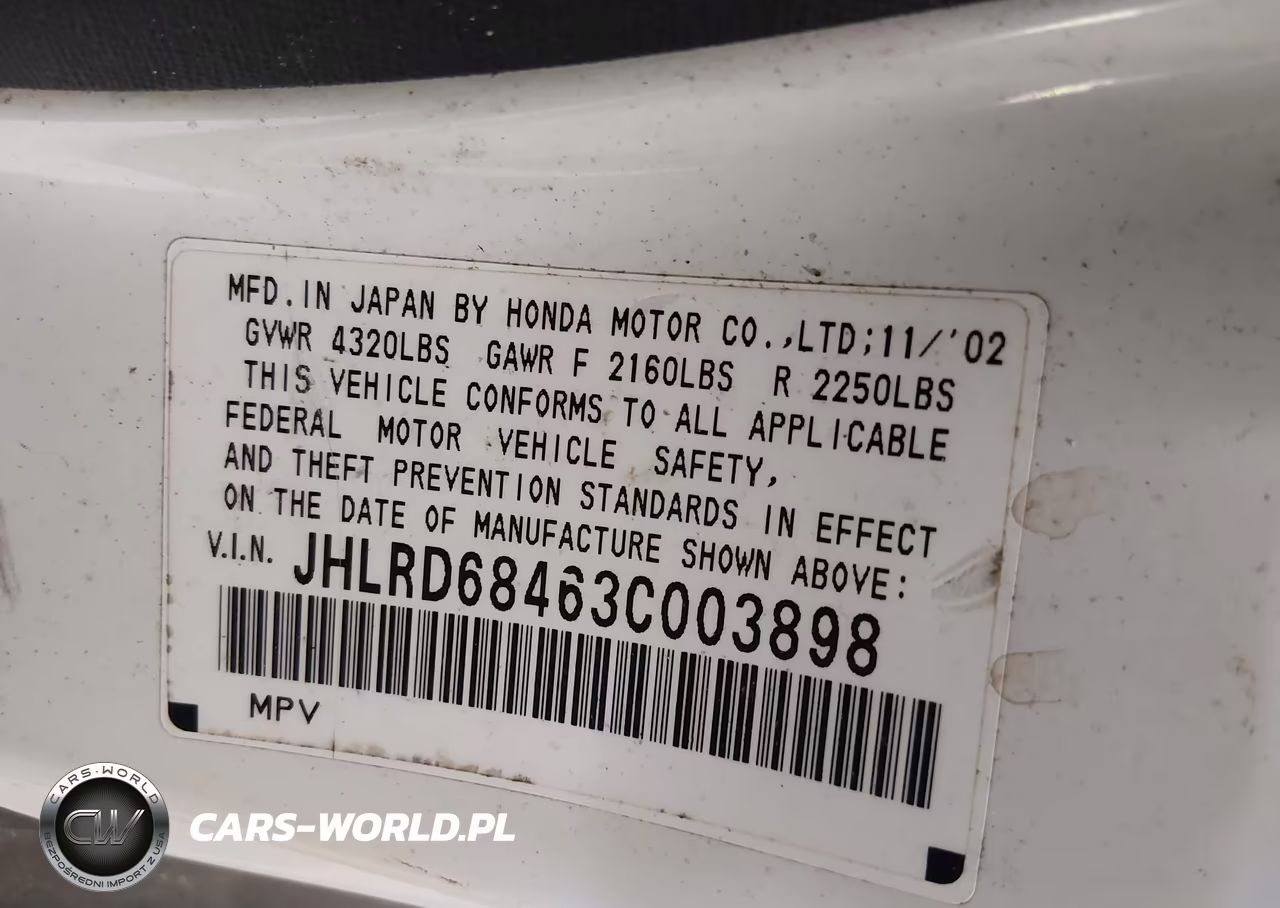 2003 Honda Cr-V Lx VIN:JHLRD68463C003898 - 9