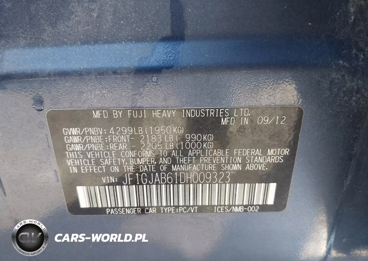 2013 Subaru Impreza 2.0I Premium VIN:JF1GJAB61DH009323 - 9