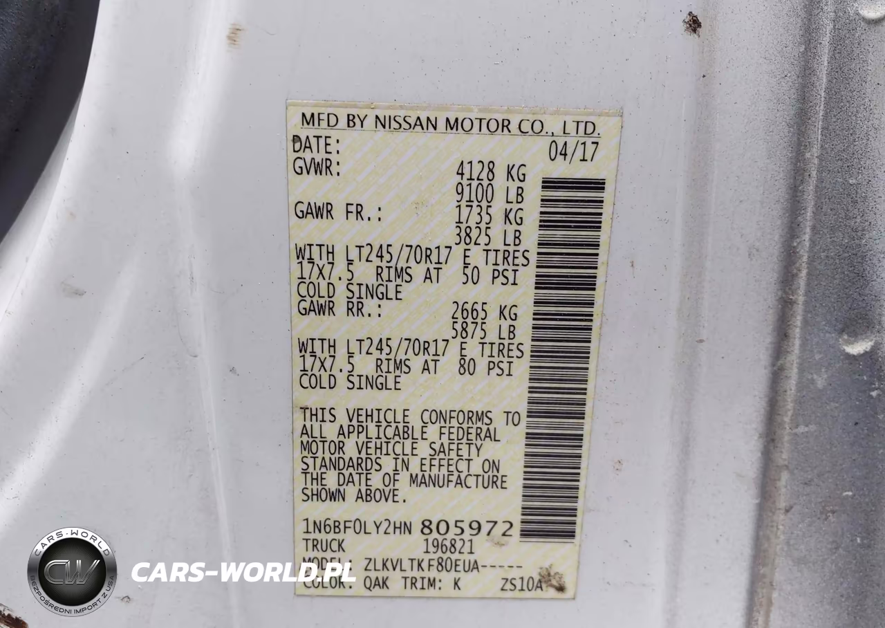 2017 Nissan Nv Cargo Nv2500 Hd Sv V6 VIN:1N6BF0LY2HN805972 - 9