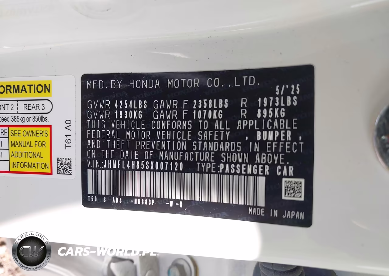 2025 Honda Civic Hybrid Sport VIN:JHMFL4H85SX007120 - 9