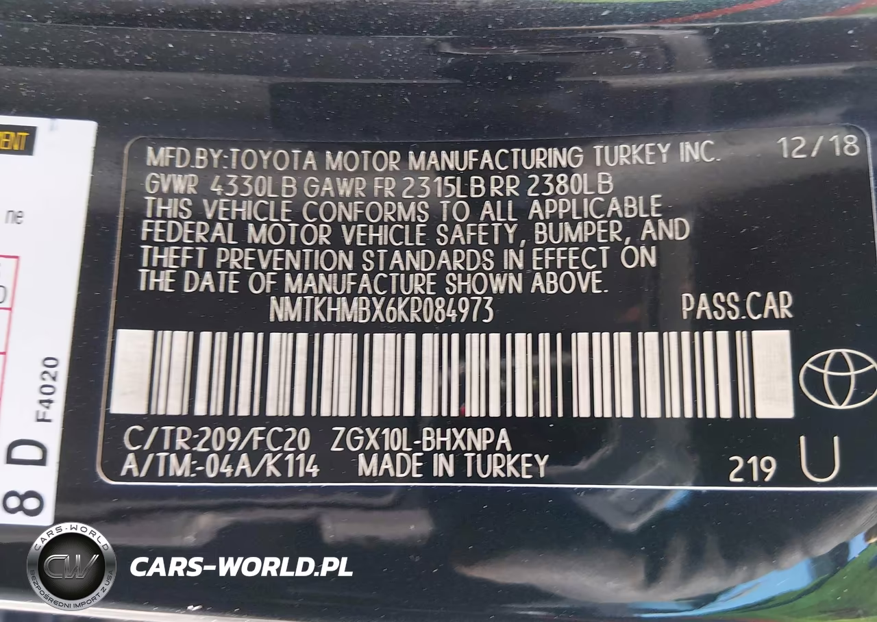 2019 Toyota C-Hr Le VIN:NMTKHMBX6KR084973 - 9