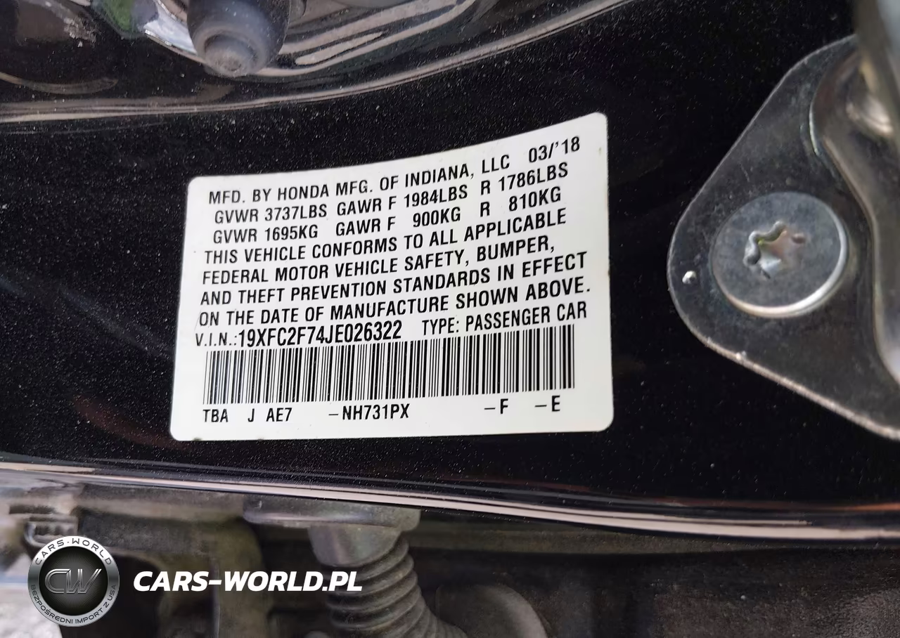 2018 Honda Civic Ex VIN:19XFC2F74JE026322 - 9