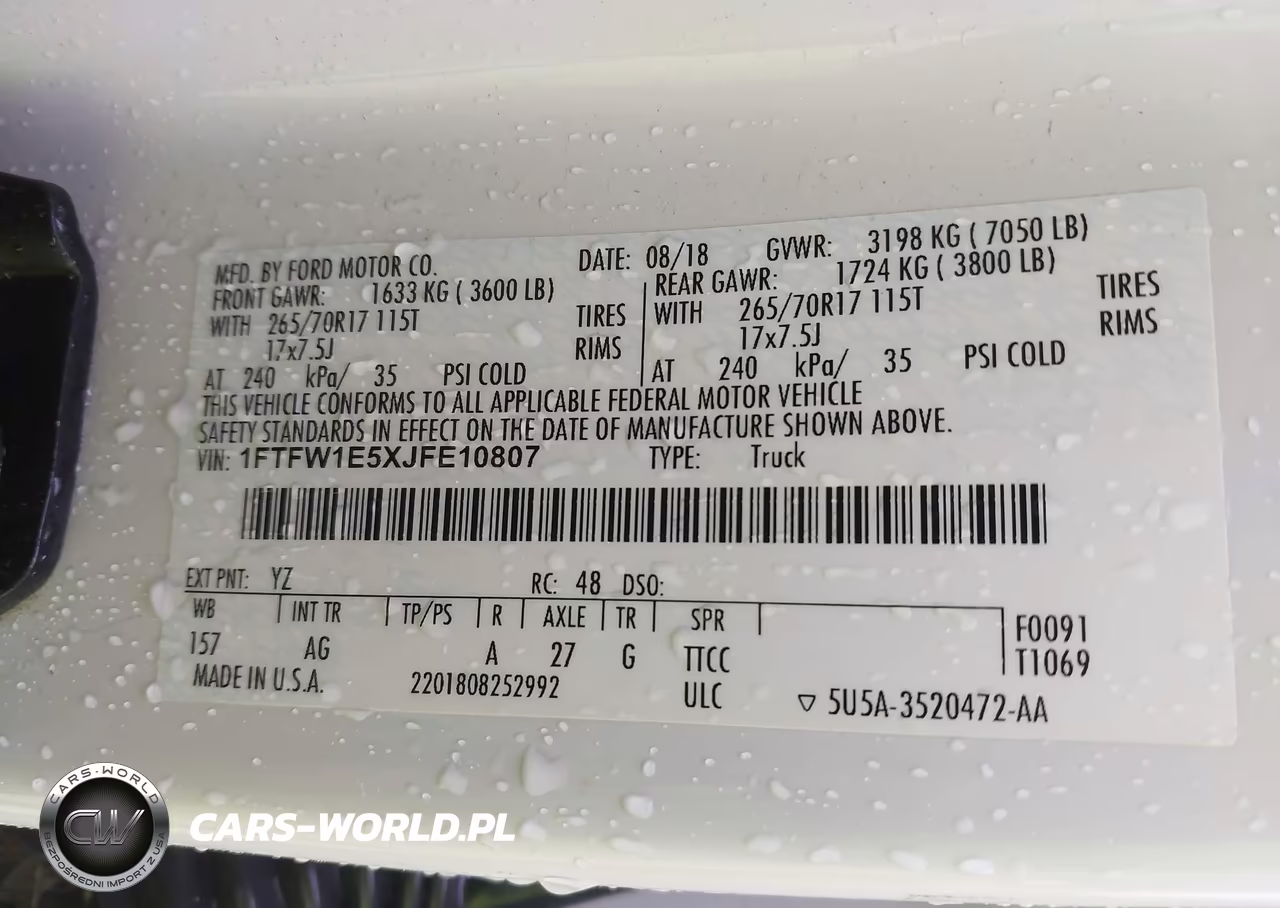 2018 Ford F-150 Xl VIN:1FTFW1E5XJFE10807 - 9