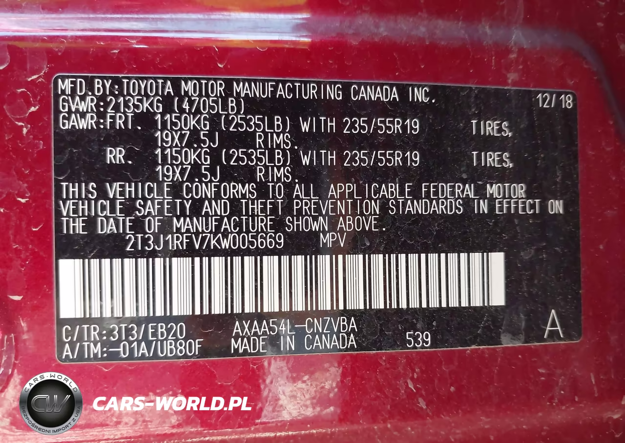 2019 Toyota Rav4 Adventure VIN:2T3J1RFV7KW005669 - 9
