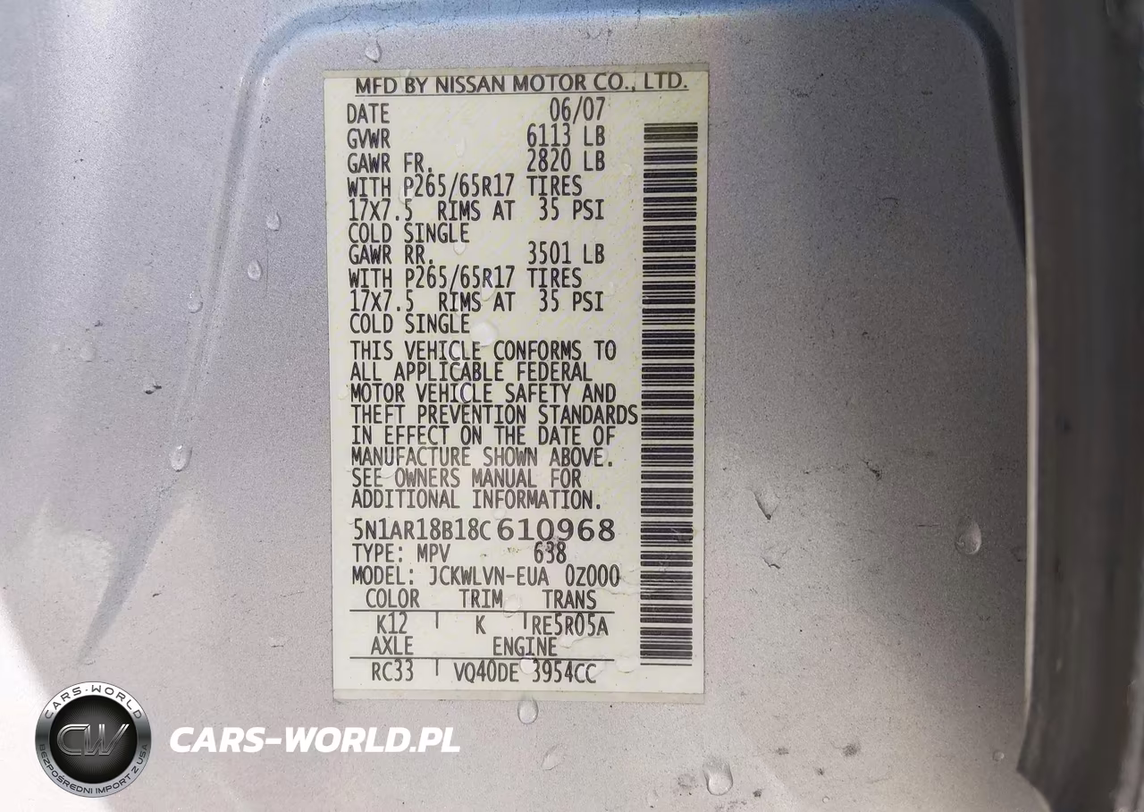 2008 Nissan Pathfinder Le VIN:5N1AR18B18C610968 - 9