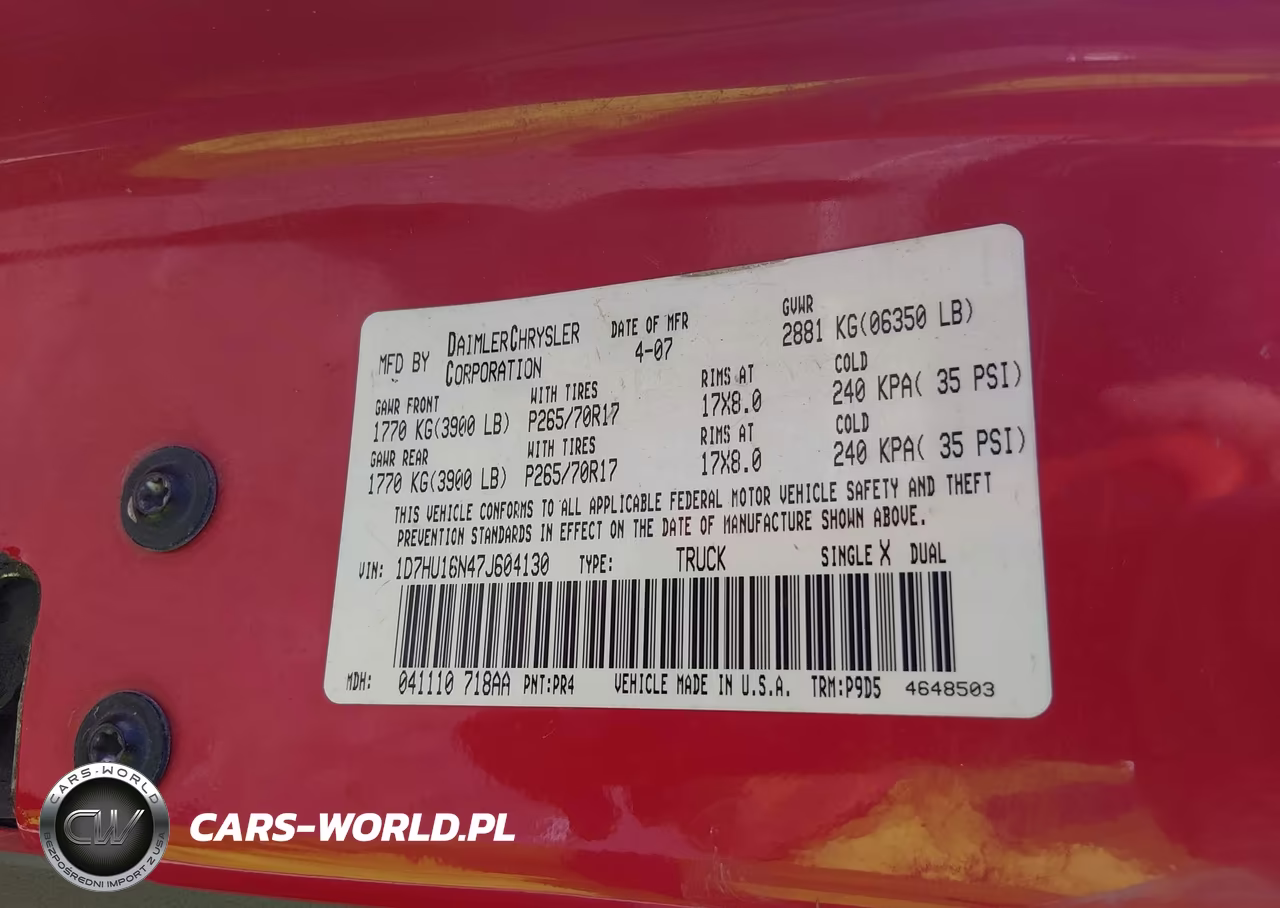 2007 Dodge Ram 1500 St VIN:1D7HU16N47J604130 - 9