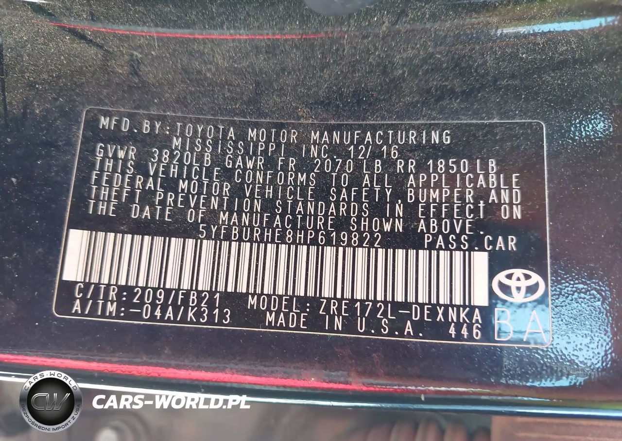 2017 Toyota Corolla Le VIN:5YFBURHE8HP619822 - 9